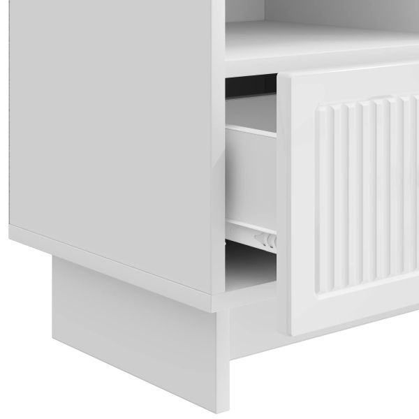 ТВ шкаф Бял гланц 102 x 34,5 x 50 см Инженерна дървесина