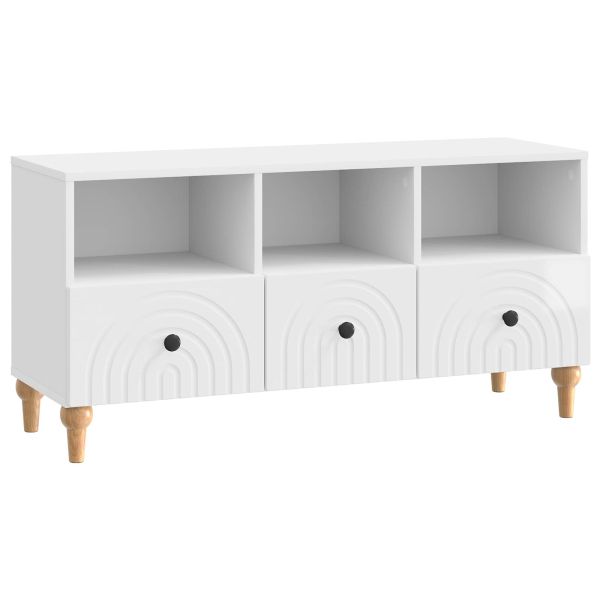 ТВ шкаф Висок Гланцов Бял 102 x 34,5 x 50 см