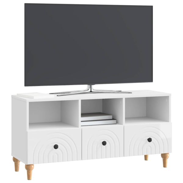 ТВ шкаф Висок Гланцов Бял 102 x 34,5 x 50 см