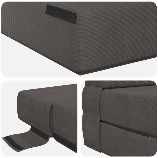 Разтегателен диван легло Тъмен сив 203 x 152 x 15 см