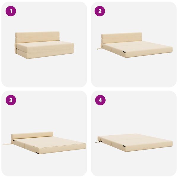 Разтегателен диван легло Крем 203 x 152 x 15 см Кордюрова тъкан