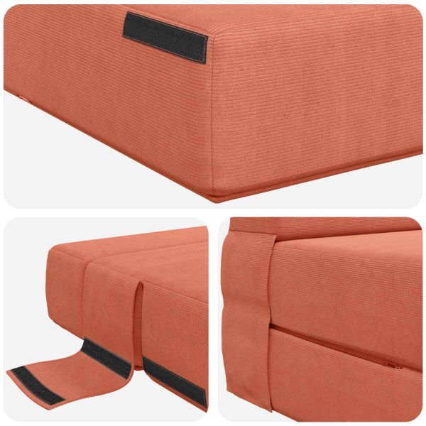 Разтегателен диван легло Червено оранжево 203 x 152 x 15 см