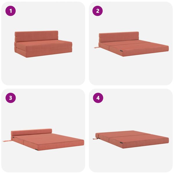 Разтегателен диван легло Червено оранжево 203 x 152 x 15 см