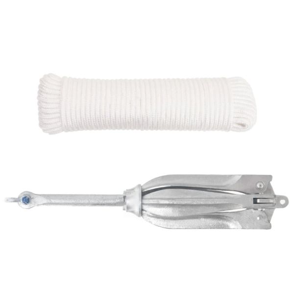 Сгъваема котва с въже сребриста 10 kg Горещо поцинкован чугун