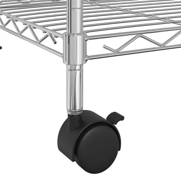 5-етажен стелаж за съхранение с колела 75x35x155 см хром 250 кг