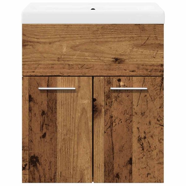 Комплект мебели за баня от 2 части старо дърво инженерно дърво