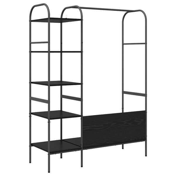 Държач за дрехи с рафт Черно 120 x 44 x 160 см Инженерно дърво