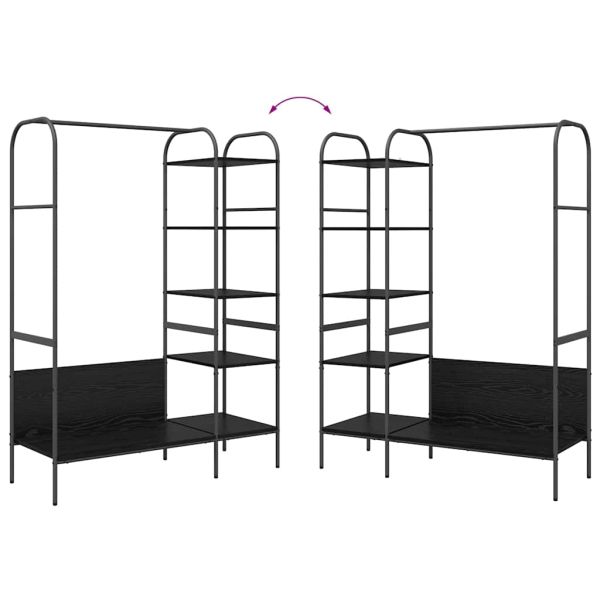 Държач за дрехи с рафт Черно 120 x 44 x 160 см Инженерно дърво