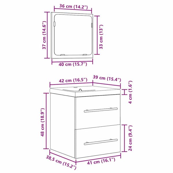 Комплект мебели за баня 2 pcs Старо дърво Инженерно дърво