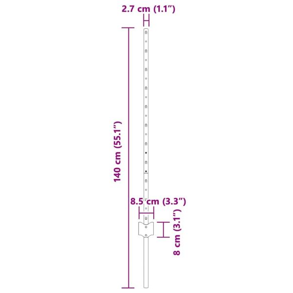 Стълб за ограда. 44 pcs Зелен 140 cm Стомана