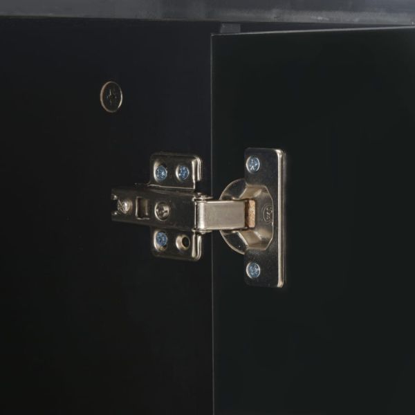 Бюфет, сиво със силен гланц, 71x35x80 см, инженерно дърво