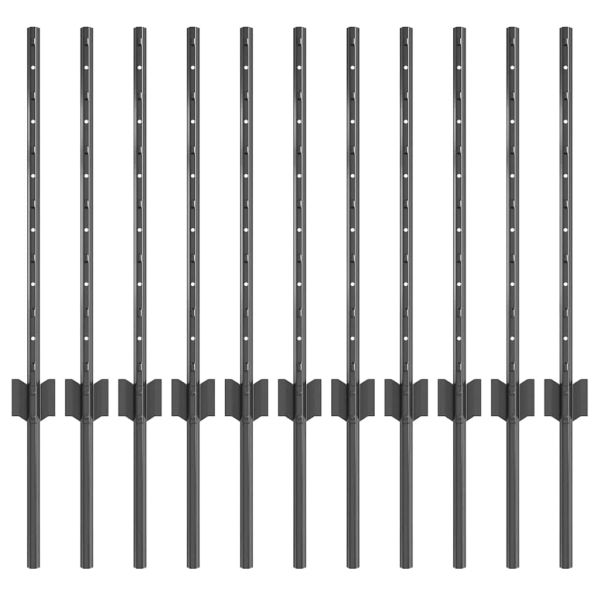 Стълб за ограда. 11 pcs Сив 60 cm Стомана