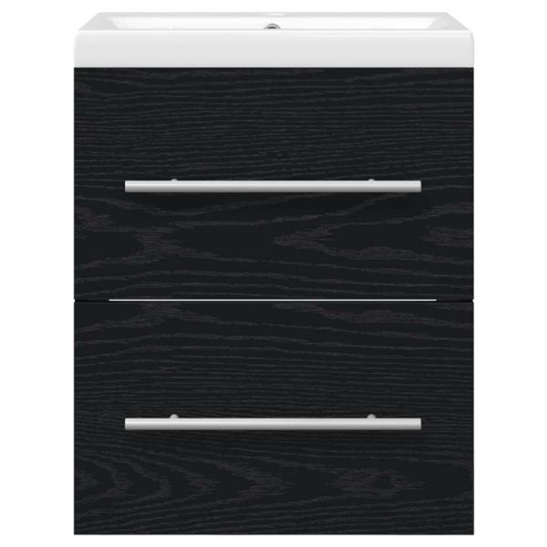 Шкаф за мивка в баня с чекмедже Черно 42 x 39 x 52 см