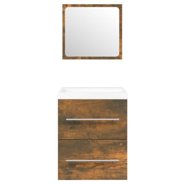 Шкаф за мивка с вградена мивка, опушен дъб, инженерно дърво