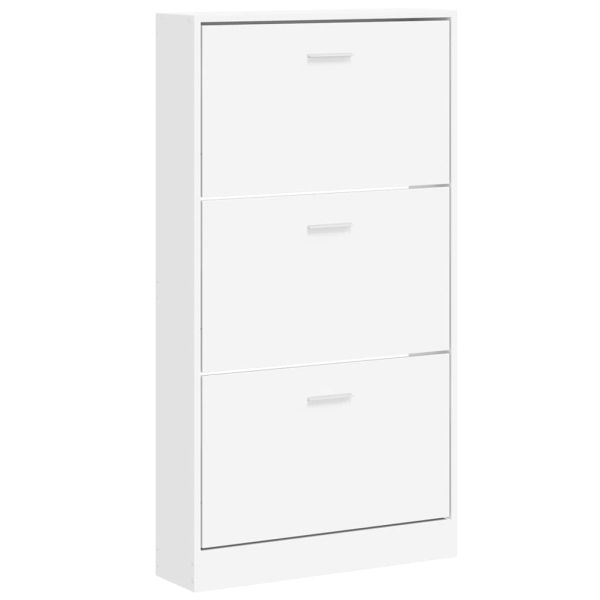 Шкаф за обувки, бял, 59x17x108 см, инженерно дърво