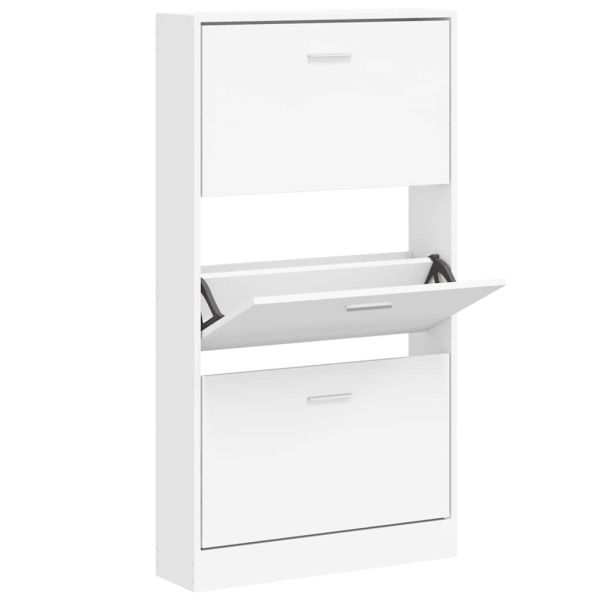 Шкаф за обувки, бял, 59x17x108 см, инженерно дърво