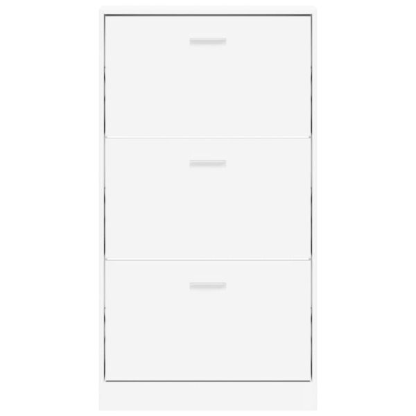 Шкаф за обувки, бял, 59x17x108 см, инженерно дърво