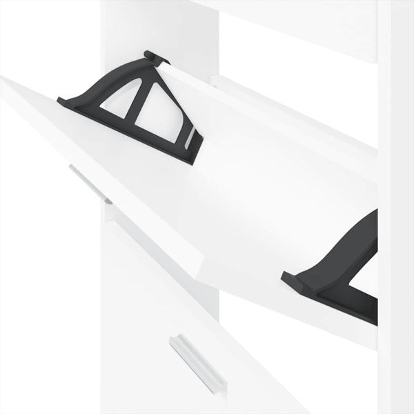 Шкаф за обувки, бял, 59x17x108 см, инженерно дърво