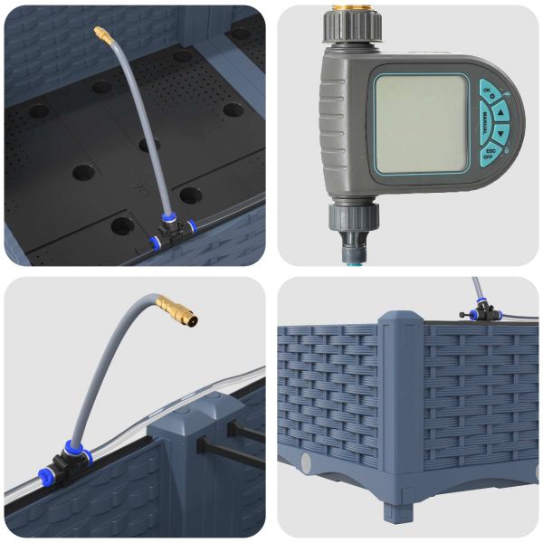 Градинска саксия 4 pcs Сив 160 x 40 x 22 см Пластмаса