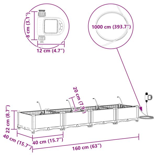 Градинска саксия 4 pcs Сив 160 x 40 x 22 см Пластмаса