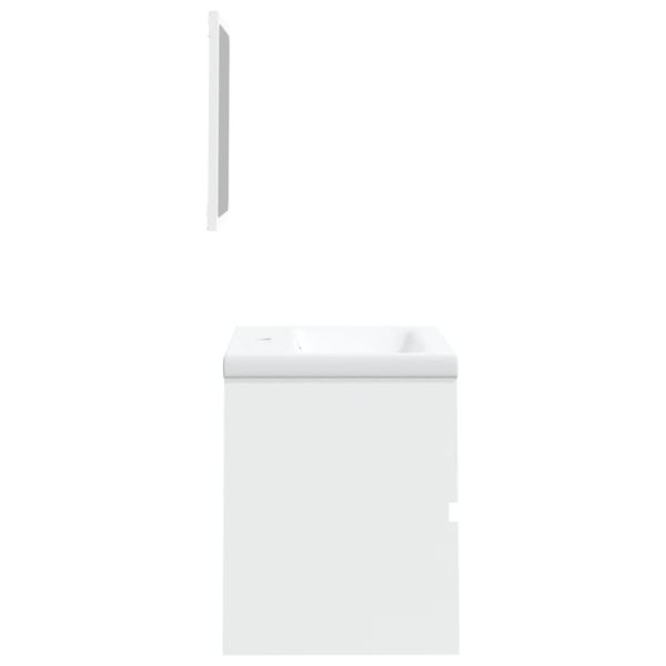 Шкаф за баня с мивка и огледало, бял