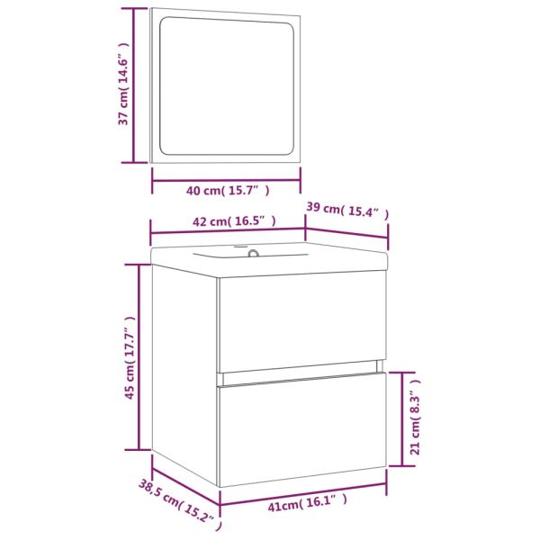 Шкаф за баня с мивка и огледало, бял