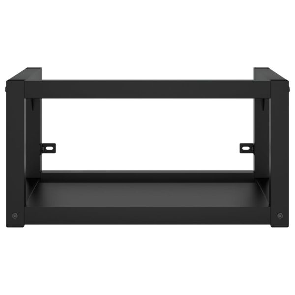 Рамка за мивка за баня с вграден умивалник, черна, желязна