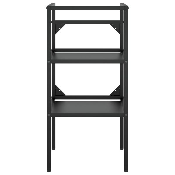 Рамка за мивка за баня с вграден умивалник, черна, желязна