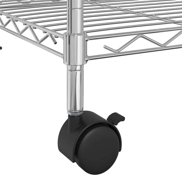 4-етажен стелаж за съхранение с колела 90x35x142 см хром 200 кг