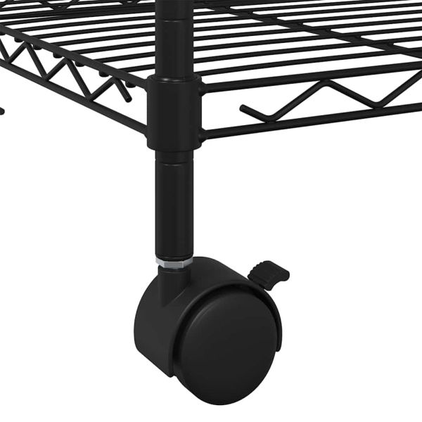 5-етажен стелаж за съхранение с колела 75x35x155 см черен 250кг