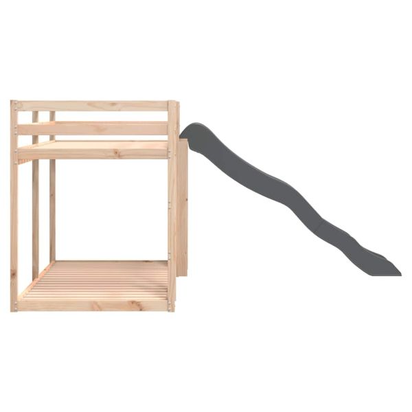 Двуетажно легло с пързалка и стълба, 90x200 см, бор масив