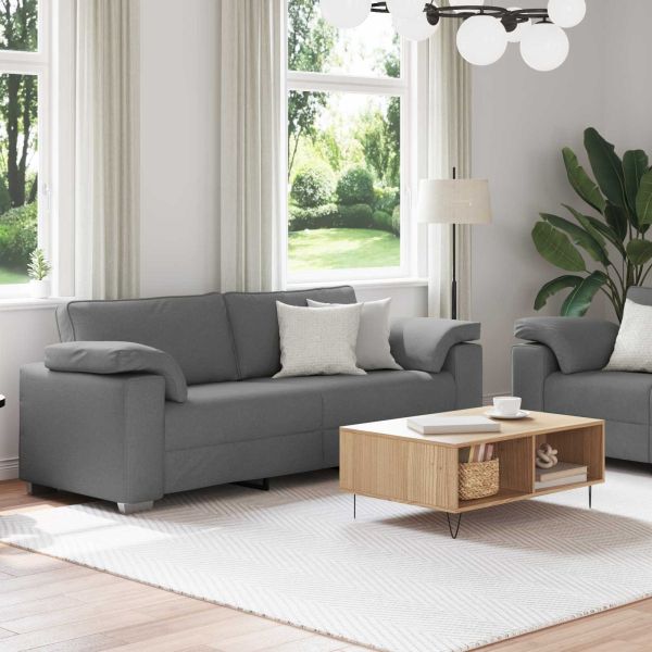 Диван 2 pcs Тъмен сив 219 x 80 x 82 см текстил