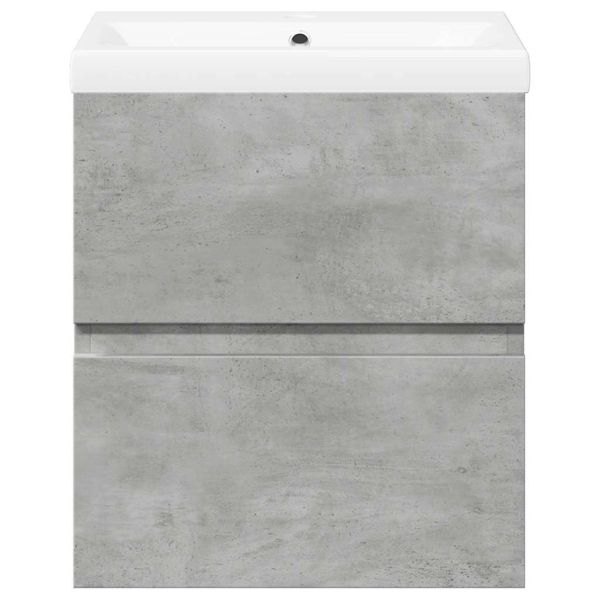 Комплект мебели за баня от 2 части бетонно сив инженерно дърво