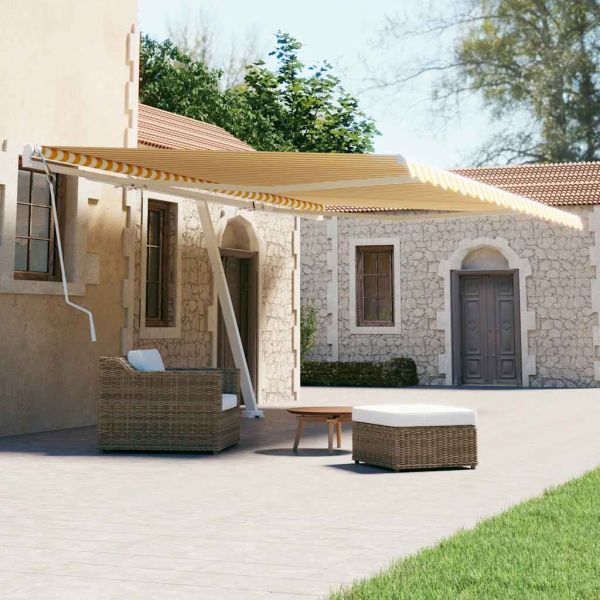 Свободностояща ръчно прибираща се тента 600x300 см жълто/бяло