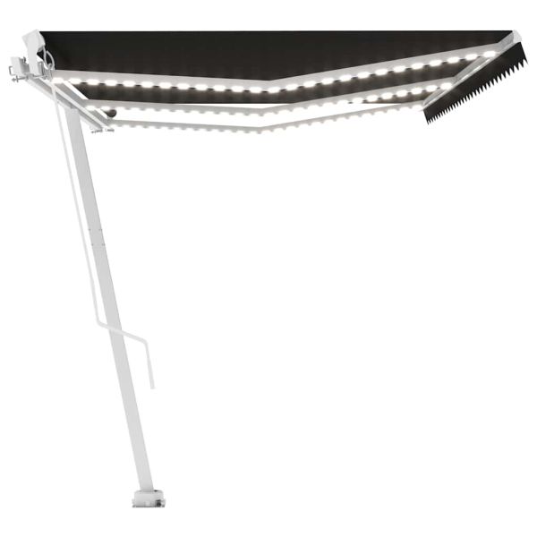 Ръчно прибираща се тента с LED, 600x300 см, антрацит