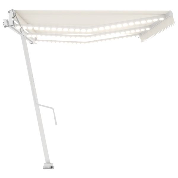 Автоматичен сенник с LED и сензор за вятър 600x350 см кремав