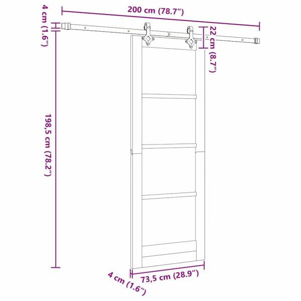 Преплъзваща се врата ORKDAL Естествено и черно 73,5 x 198,5 см