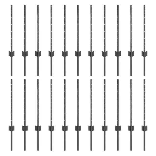 Стълб за ограда. 22 pcs Сив 100 cm Стомана