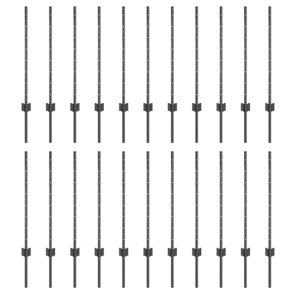 Стълб за ограда. 22 pcs Сив 120 cm Стомана