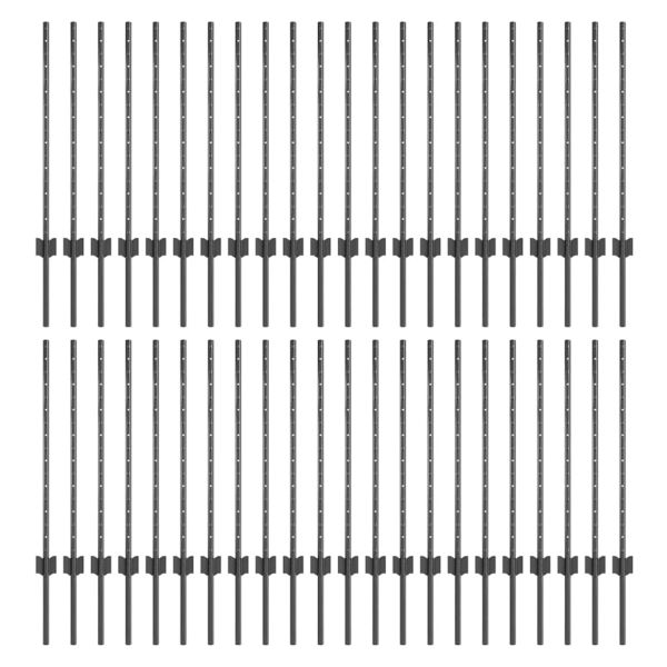 Стълб за ограда. 44 pcs Сив 120 cm Стомана