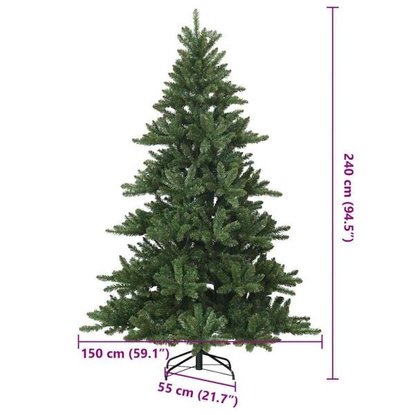 Изкуствено коледно дърво с хингед Зелен 240 cm ПВЦ, стомана
