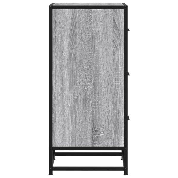 Сайдборд, сив сонома, 35,5x35x76 см, инженерно дърво и метал