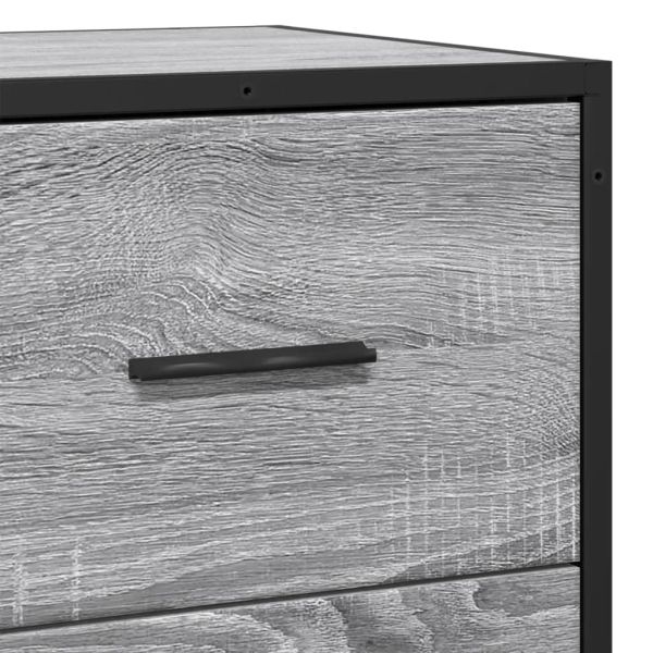 Сайдборд, сив сонома, 35,5x35x76 см, инженерно дърво и метал