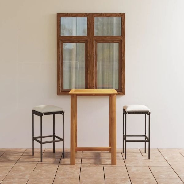 Градински бар комплект с възглавници, 3 части, кафяв