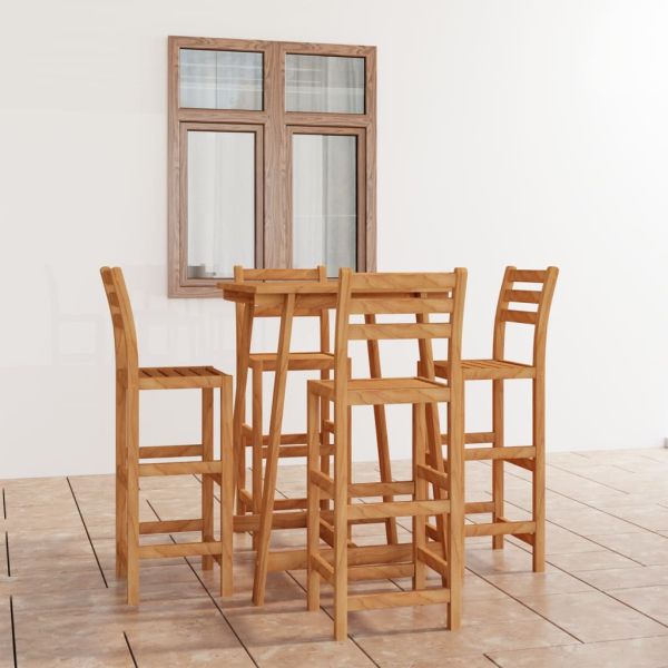 Градински бар комплект, 5 части, акациево дърво масив