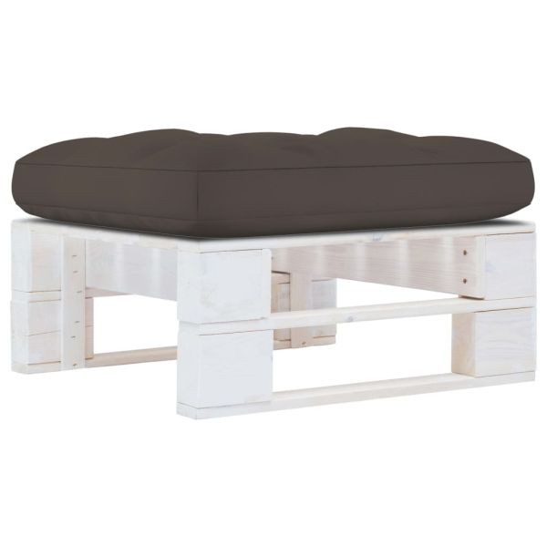 Градинска палетна табуретка бяло импрегнирано борово дърво