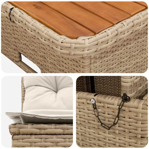 2 Брой Градинен среден диван с таблица, която се повдига