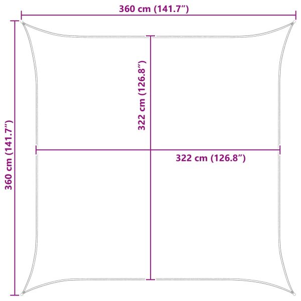 Открит слънцезащитен плат 3,6 x 3,6 m 100% полиестер Оксфорд
