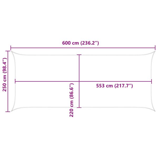 Слънчево платно за сянка Жълто 6 x 2,5 м 100% полиестер Оксфорд