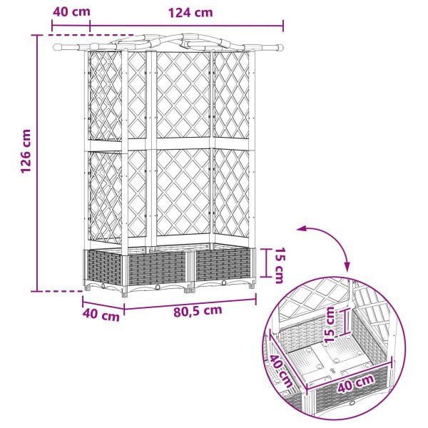 Повдигнато легло с решетка и покривка Кафяво 124 х 40 х 126 см